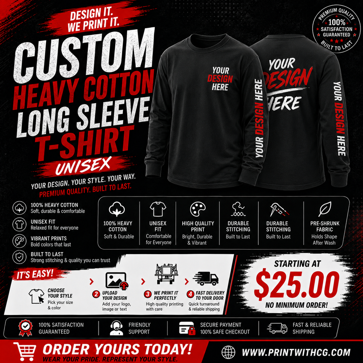 Custom Heavy Cotton Long Sleeve T-Shirt - Unisex