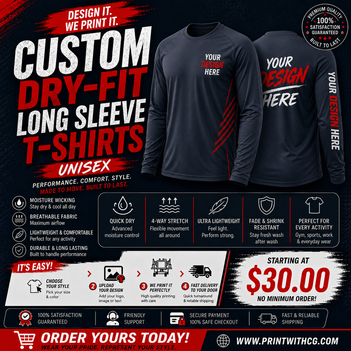 Custom Dry-Fit long sleeve T-Shirts Main image